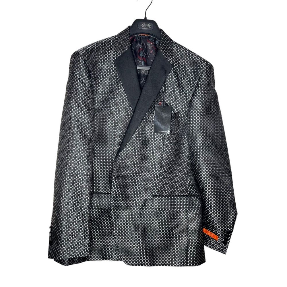 Tallia Black White Jacket Sports Coat Jacquard Lansky Memphis Size 46 Reg New